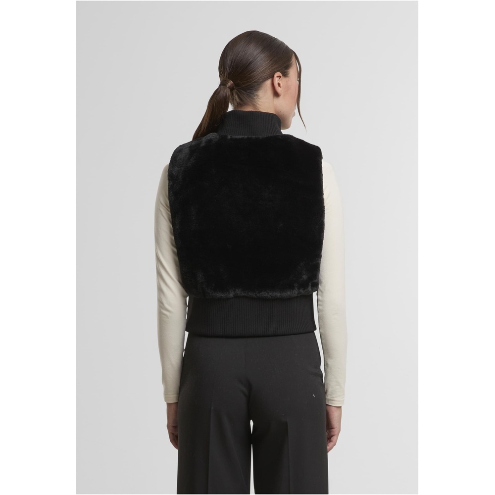 Urban Classics - Cropped Faux Fur Sleeveless jacket - Black